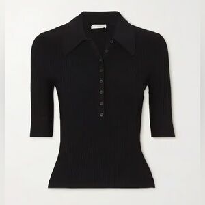 A.L.C. x Petra Flannery Amari Ribbed-Knit Top in Black, Women’s Size M